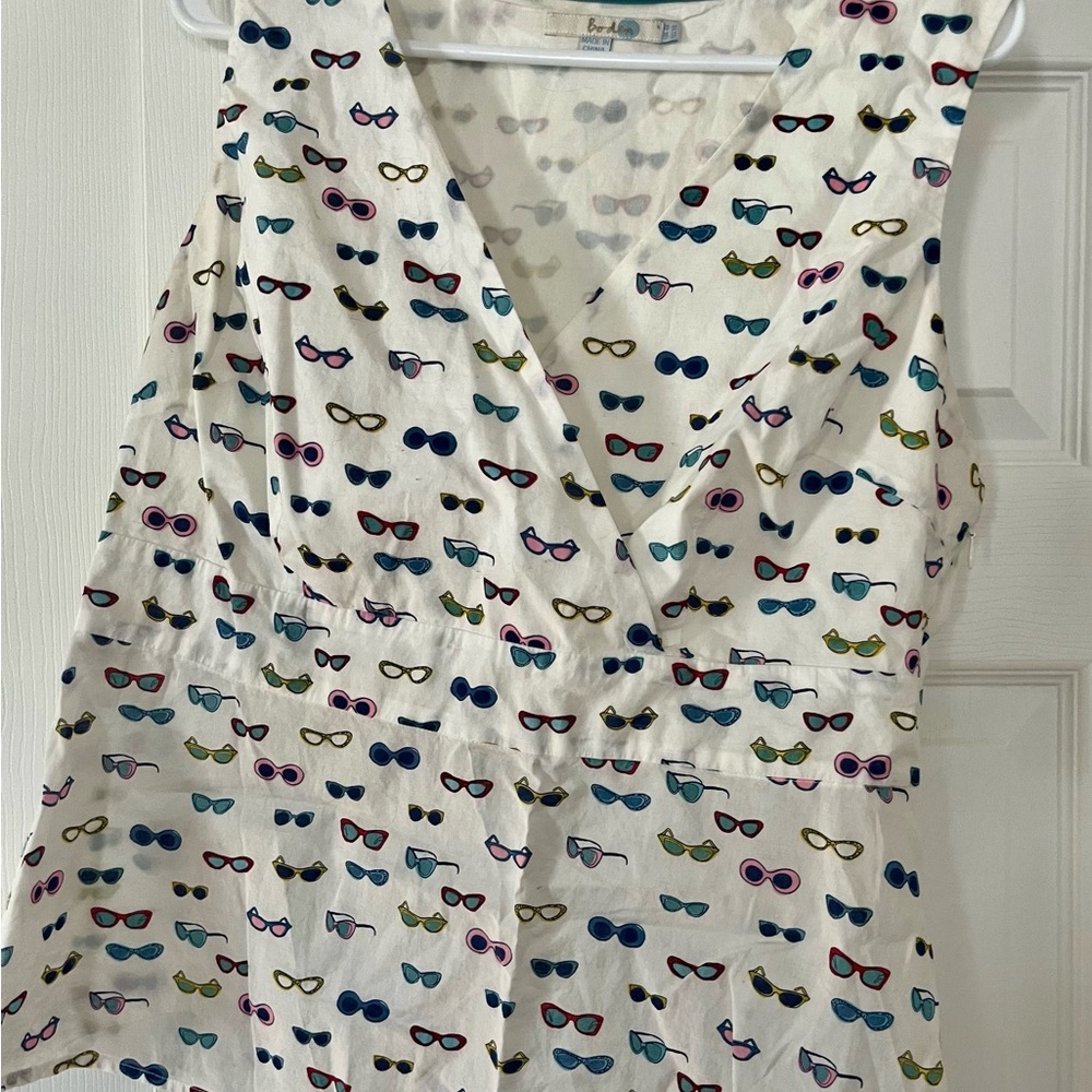 Boden White Wrap Blouse with Notched Collar